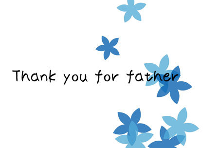 青い花のイラストと父の日のメッセージ