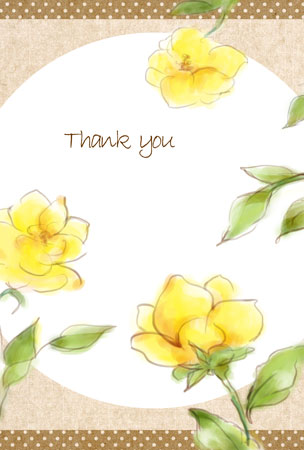 手描きした黄色いバラのイラストカード