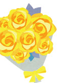 黄色いバラの花束を描いた父の日イラストカード