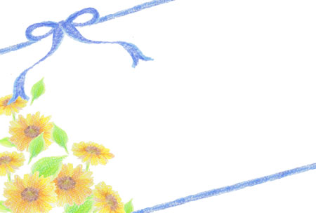 クーピーで描いた向日葵とリボンが可愛い父の日のカード