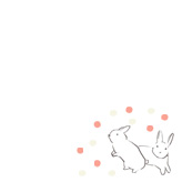 ウサギと紅白の玉を描いたシンプルな年賀状