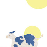 和紙で描いた牛のイラスト