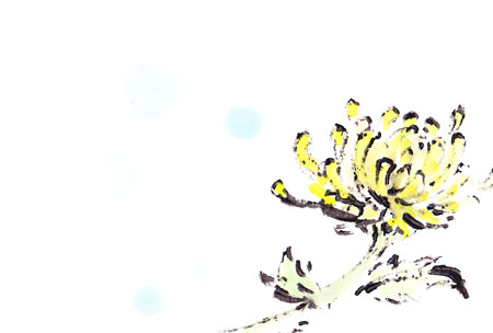 シンプルな菊の花のイラストはがき