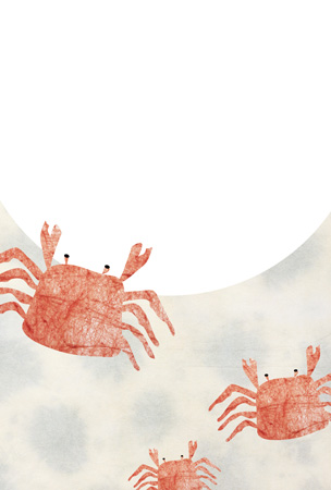 沢蟹のイラスト 夏の葉書絵はがき テンプレート素材 フォーマット無料素材 メッセージグリーティングカード Naver まとめ