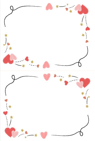 ハートを描いた二つ折りタイプのバレンタインカード