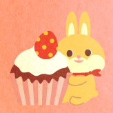 ウサギとカップケーキのイラスト