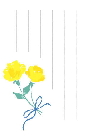 ワンポイントで入れた手描きのバラの絵葉書