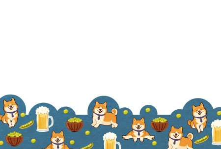 柴犬とおつまみイラストが可愛い、父の日用の無料絵葉書テンプレート