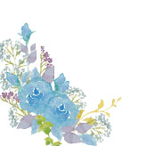 水彩タッチの青いバラを束ねた、上品で落ち着いた父の日用無料絵葉書テンプレート