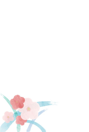 淡い水彩で描いた梅の花のイラスト