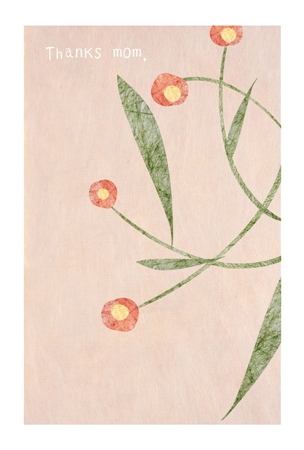 和紙と花のイラスト