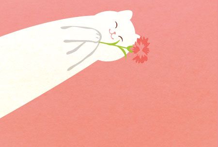 猫のイラストを描いた母の日のメッセージカード さきちん絵葉書