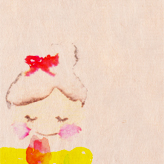 水彩で描いたチューリップを持つ女の子