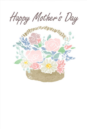 カゴに入った花束のイラストの母の日メッセージカード