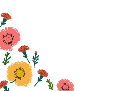 ピンクの背景にカーネーションを描いた母の日のカード