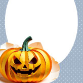 ペーパークラフト風ジャック・オ・ランタンのハロウィンカード