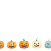 オバケとカボチャを上下に並べた可愛いハロウィンのカード