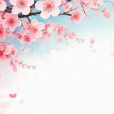 満開の桜と金屏風風の背景が華やかな、ひな祭りにも使える春の絵葉書テンプレート