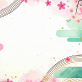 桜と和柄が華やかに彩る、ひな祭りの上品な絵葉書テンプレート