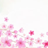 水彩風の桜と和柄が広がる、ひな祭りの華やかな絵葉書テンプレート