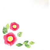 手描きした鮮やかな椿の花