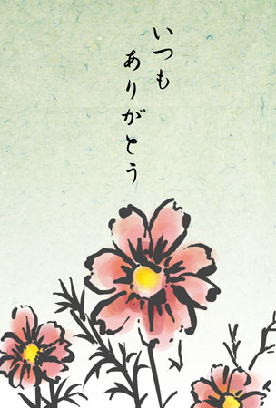 コスモスの花と敬老の日のカード