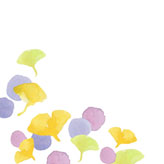 カラフルなイチョウの葉を描いた水彩画