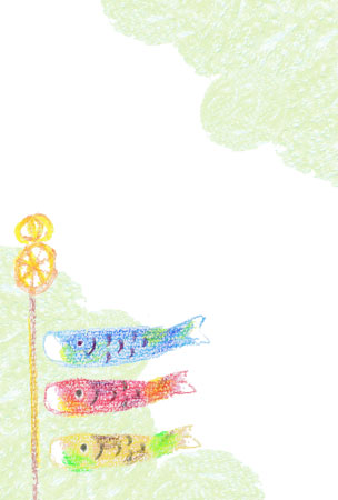 クーピーで描いた鯉のぼりのイラスト