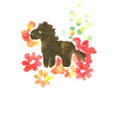 鮮やかな花と馬のイラスト