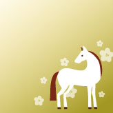 白い馬と梅の花を描いた、上品な午年の年賀はがき無料テンプレート