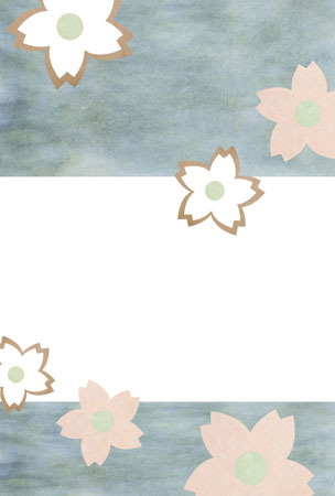 和紙の背景に咲く桜の花のデザイン