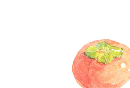 美味しそうな柿を描いたはがき