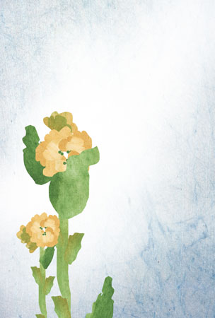 和紙を使って描いた菜の花のイラスト