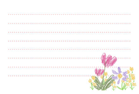 色鉛筆で描いた春の花のメッセージカード