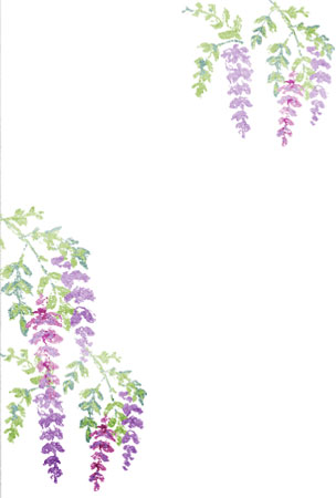 満開の藤の花の絵葉書テンプレート