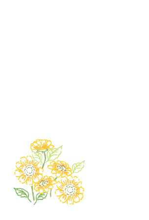 シンプルなタッチで描いた向日葵の暑中見舞い