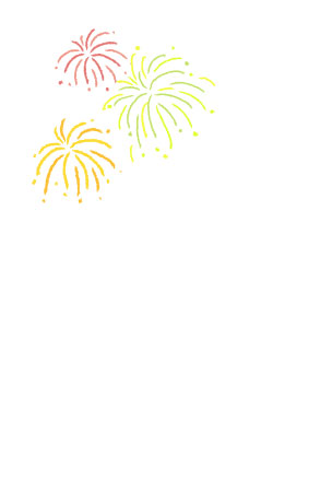 シンプルで味わいのタッチの花火のイラスト絵葉書