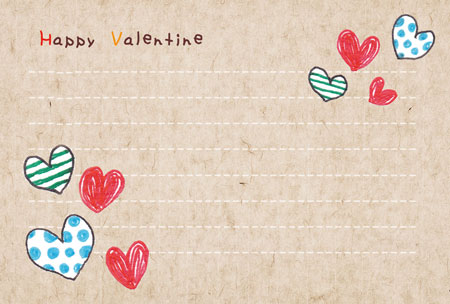 ボールペンで描いたバレンタインデーのメッセージカード さきちん絵葉書