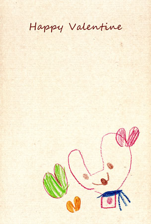 色鉛筆で描いたバレンタインカード