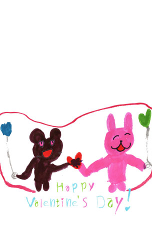クマとウサギのバレンタインカード
