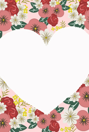 花柄模様のバレンタインカード