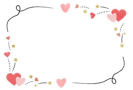 ハートとラインを描いたシンプルなバレンタインカード