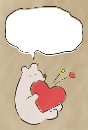 ハートを抱えるクマを描いたバレンタインカード
