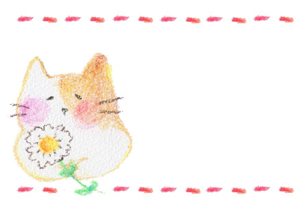クレヨンで手描きした猫のバレンタインカード