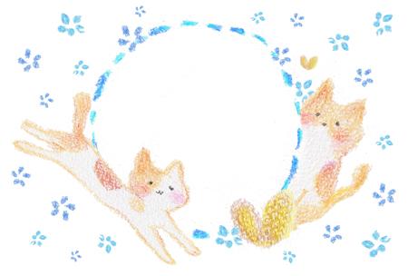 子猫と小花柄のホワイトデーカード