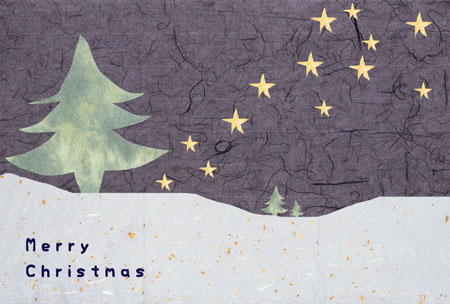 夜空と星を描いたクリスマスカード