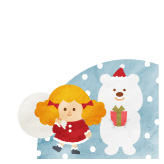 サンタの女の子とシロクマのクリスマスカード