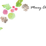 松ぼっくりや木の実を描いたクリスマスカード