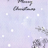 雪の背景に木の実やリーフを描いたカード