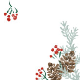 松ぼっくりと赤い木の実のクリスマスカード